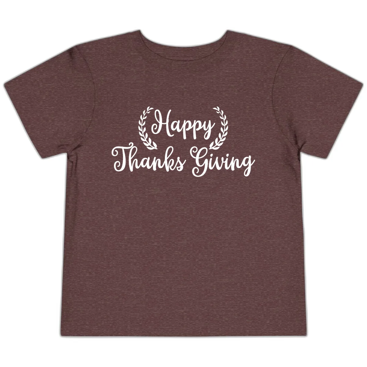 Happy Thanksgiving Laurel Wreath Toddler T-Shirt in Heather Maroon