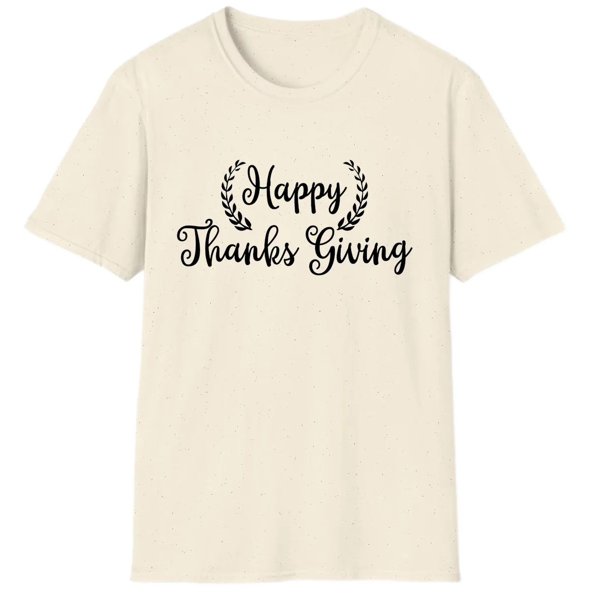Happy Thanksgiving Laurel Wreath T-Shirt in Natural