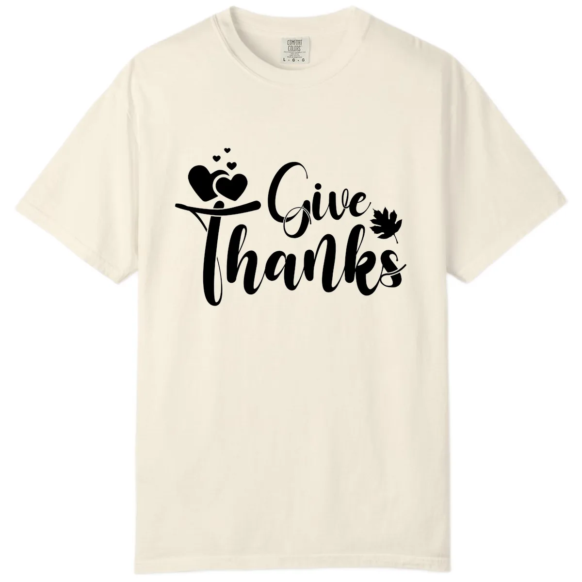 Give Thanks Thanksgiving Family Design Comfort Color in Ivory