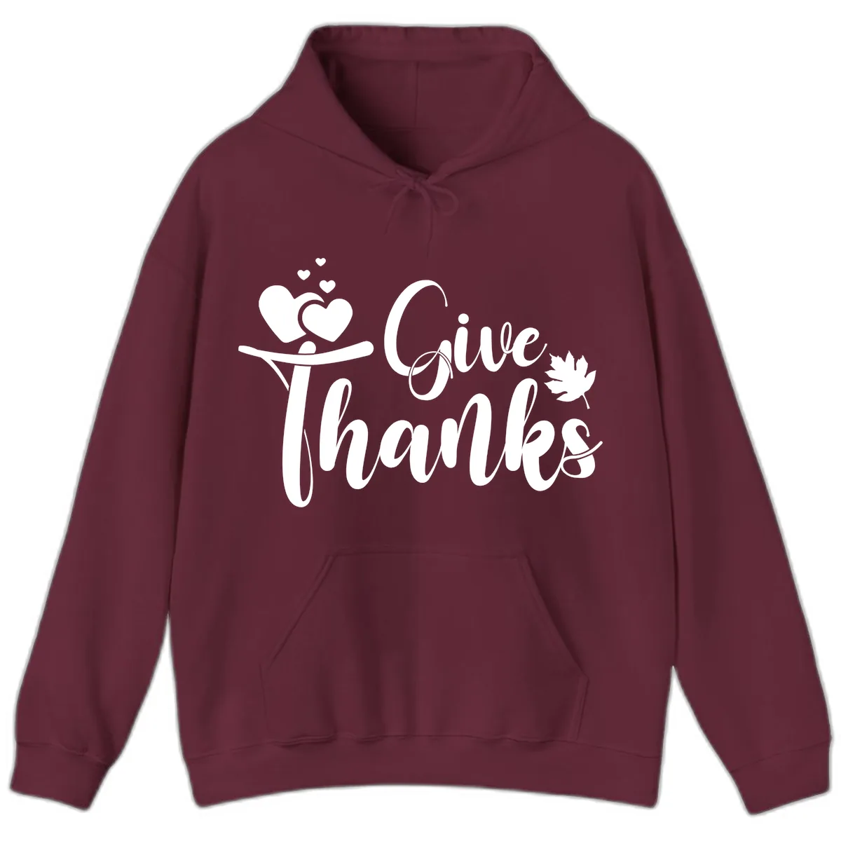 Give Thanks Thanksgiving Family Design Hoodie in Maroon