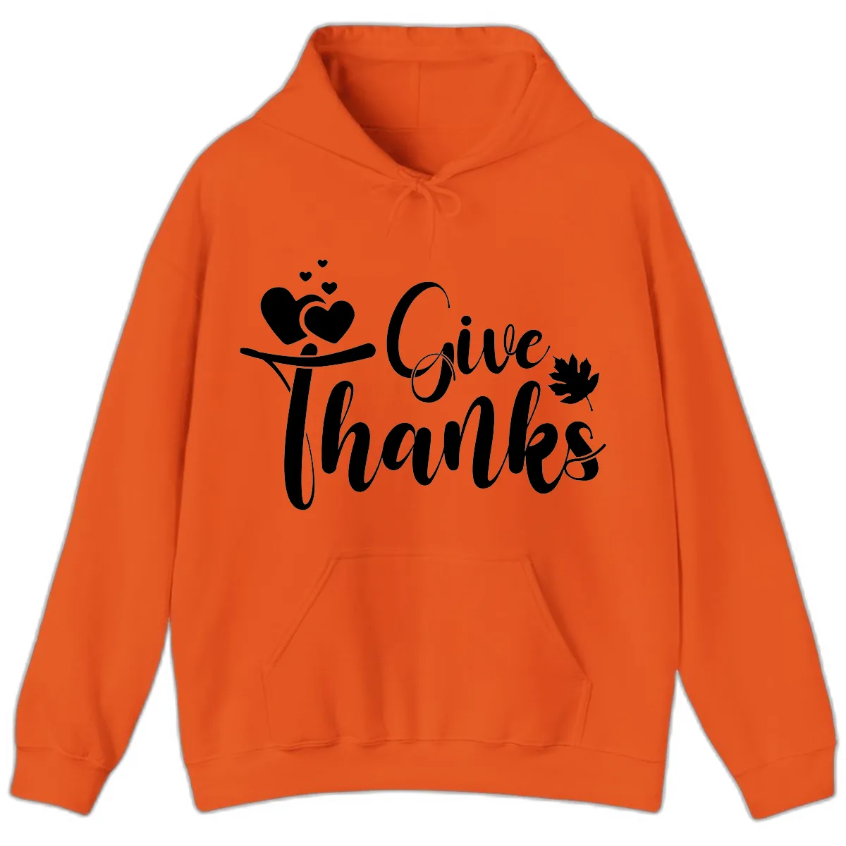 Give Thanks Thanksgiving Family Design Hoodie in Orange