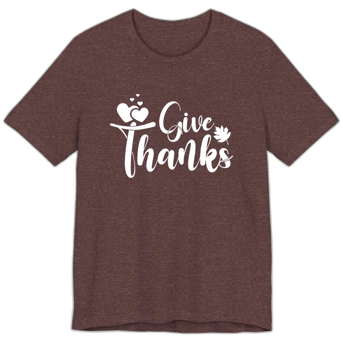 Give Thanks Thanksgiving Family Design Premium T-Shirt in Heather Maroon