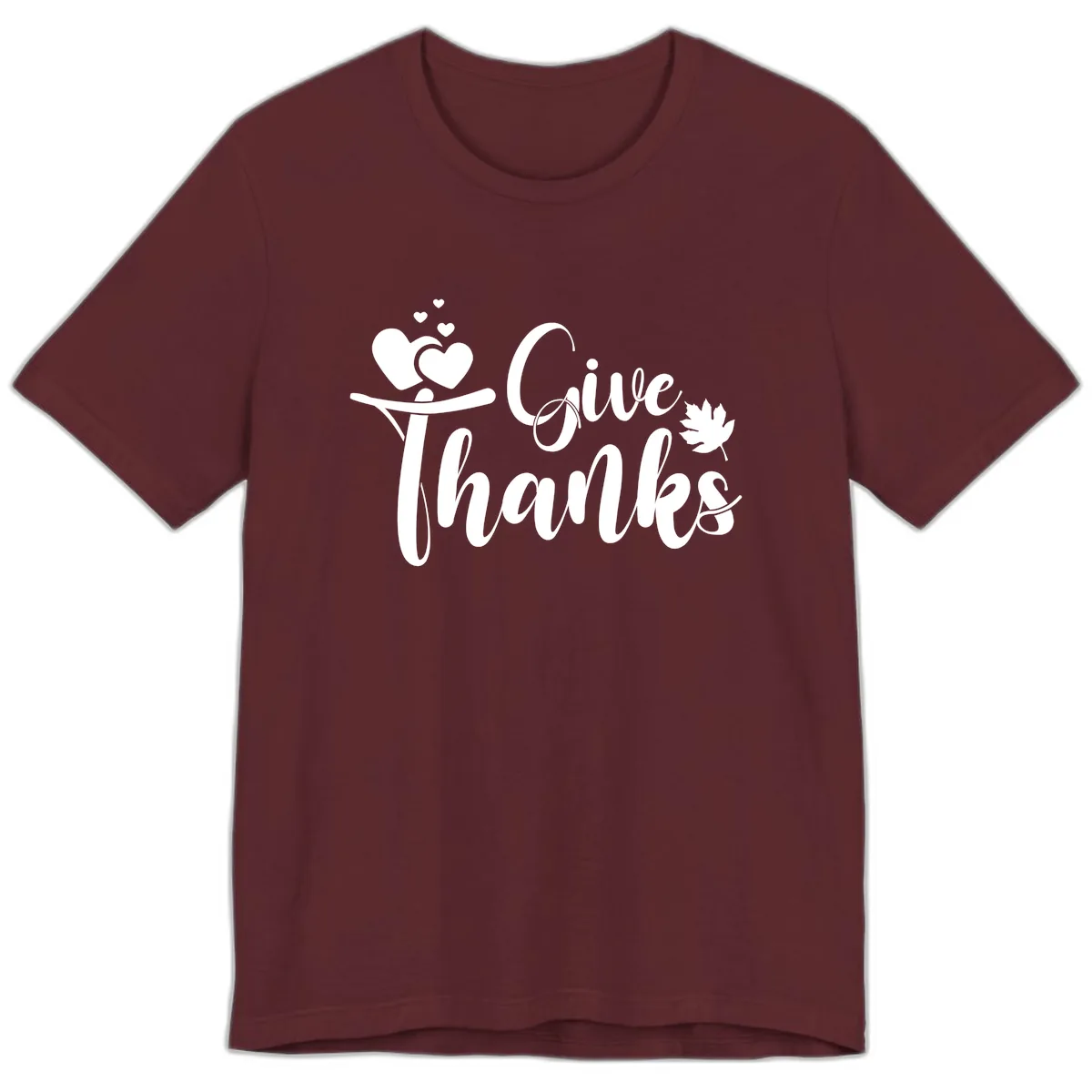Give Thanks Thanksgiving Family Design Premium T-Shirt in Maroon