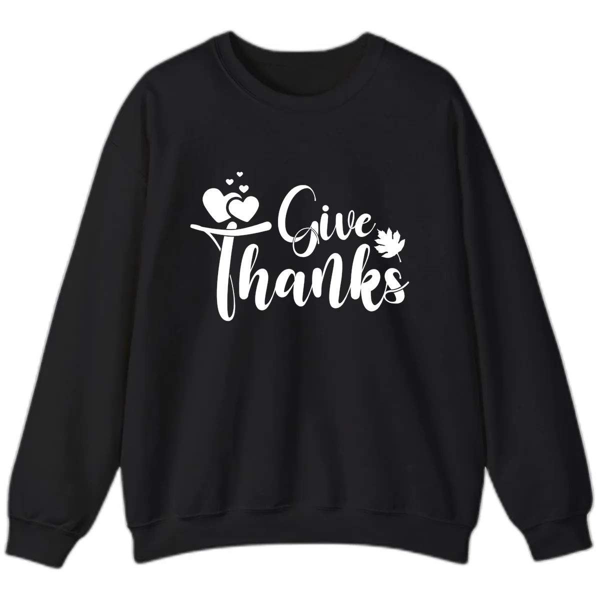 Give Thanks Thanksgiving Family Design Sweatshirt in Black