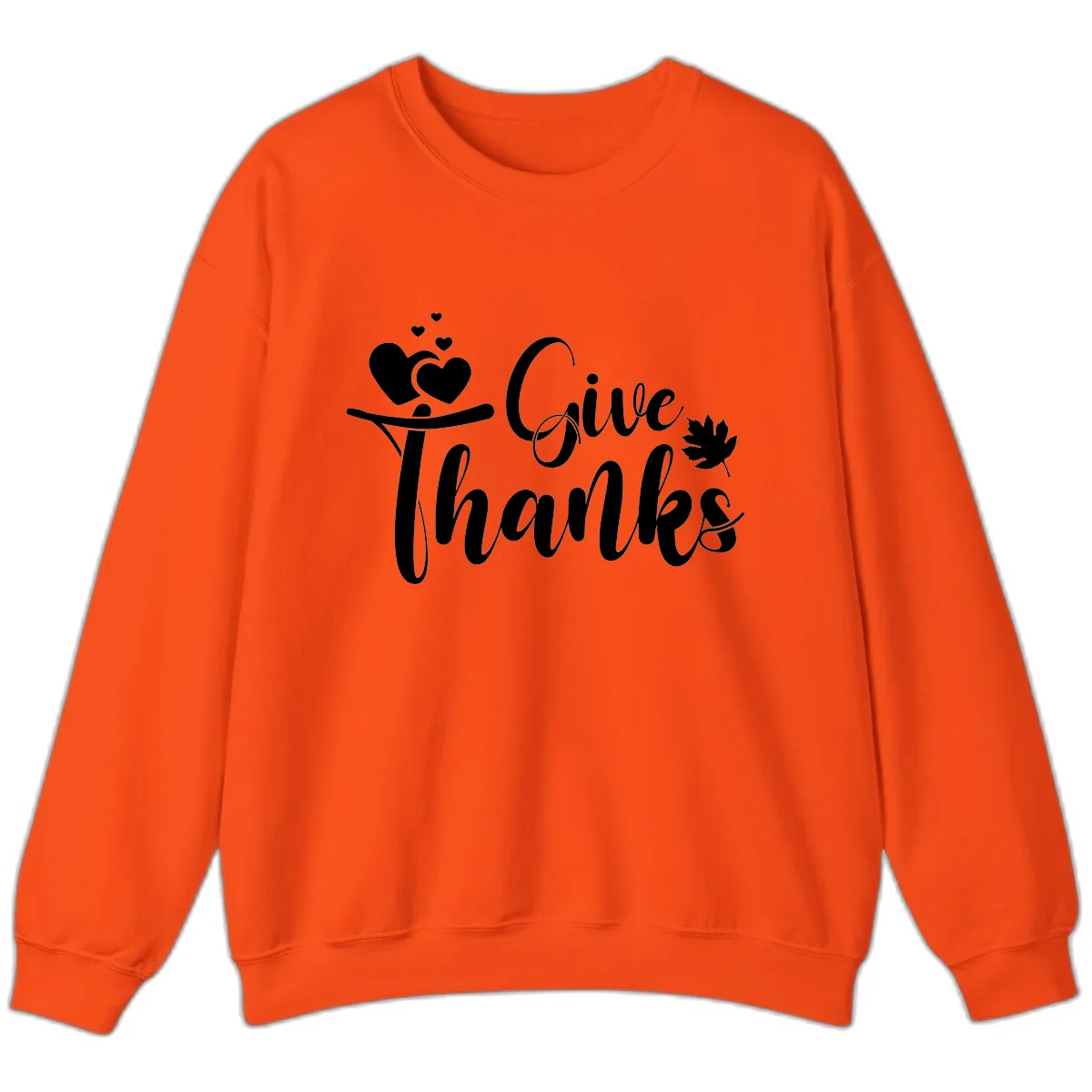Give Thanks Thanksgiving Family Design Sweatshirt in Orange