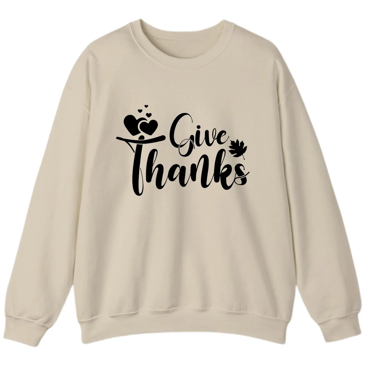 Give Thanks Thanksgiving Family Design Sweatshirt in Sand