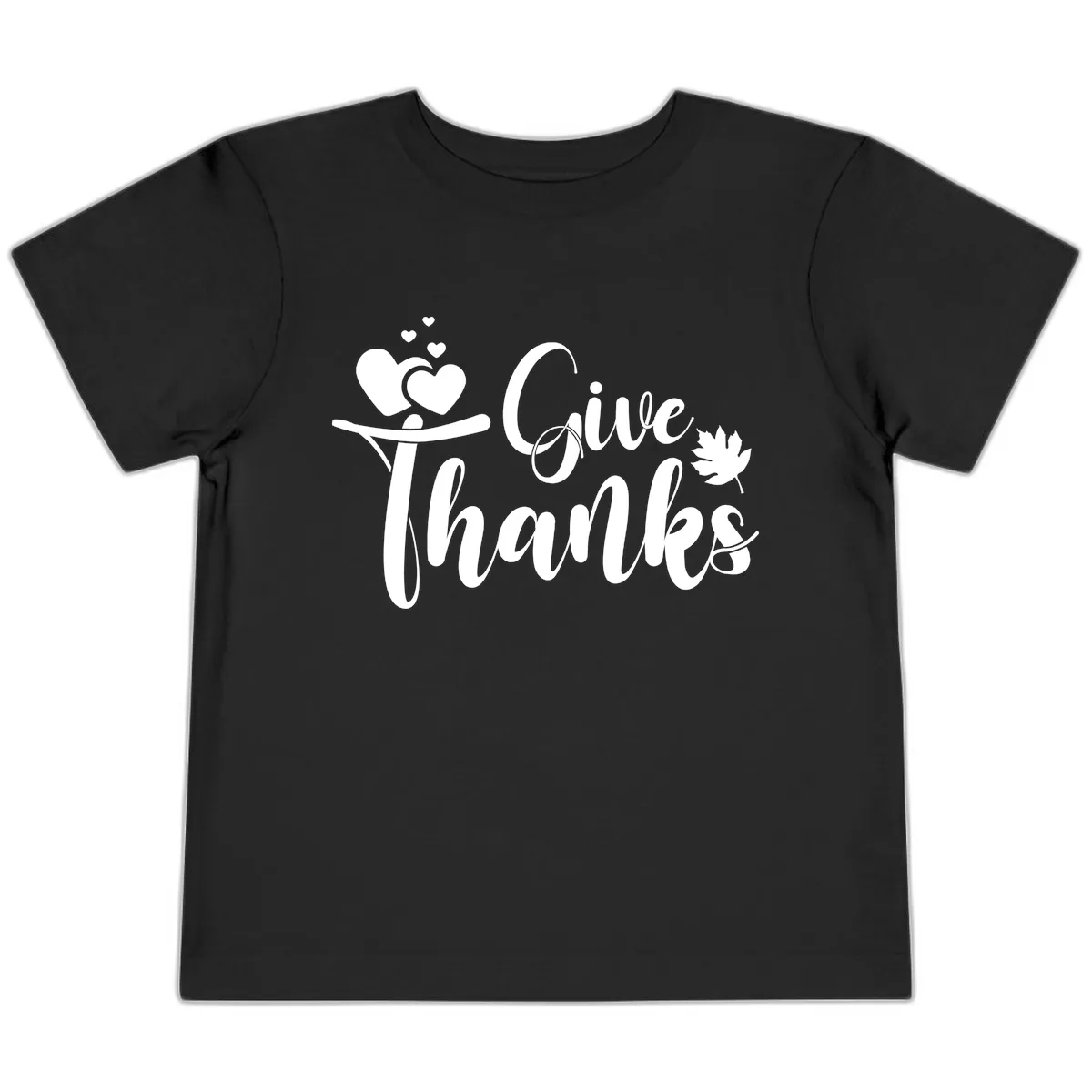 Give Thanks Thanksgiving Family Design Toddler T-Shirt in Black