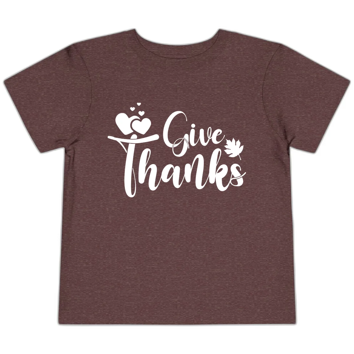 Give Thanks Thanksgiving Family Design Toddler T-Shirt in Heather Maroon