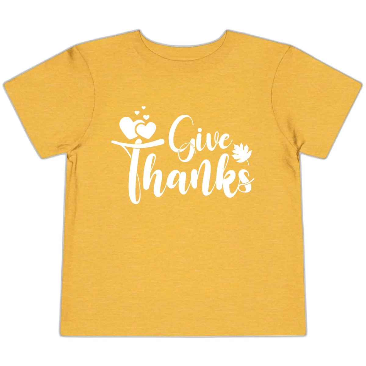 Give Thanks Thanksgiving Family Design Toddler T-Shirt in Heather Yellow Gold