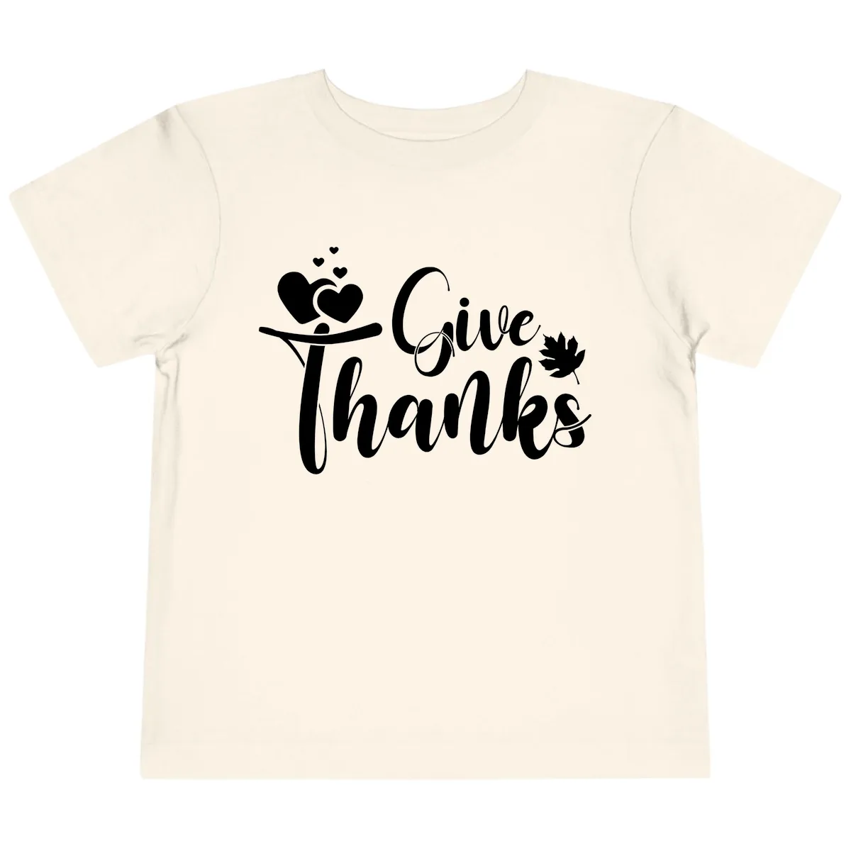 Give Thanks Thanksgiving Family Design Toddler T-Shirt in Natural