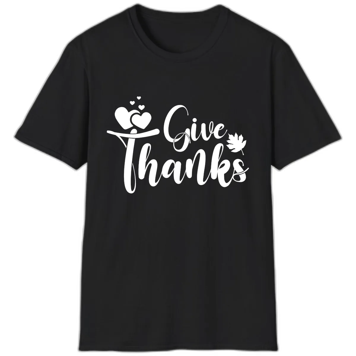 Give Thanks Thanksgiving Family Design T-Shirt in Black