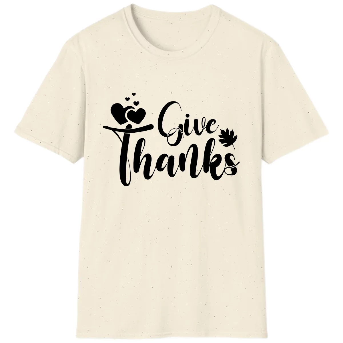 Give Thanks Thanksgiving Family Design T-Shirt in Natural