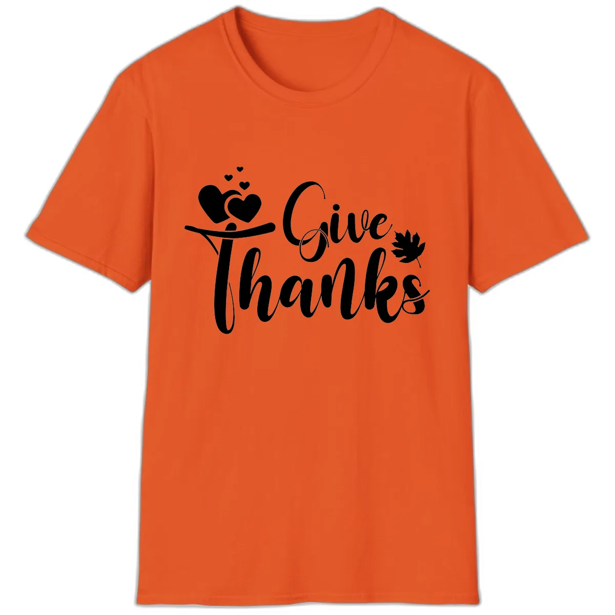 Give Thanks Thanksgiving Family Design T-Shirt in Orange