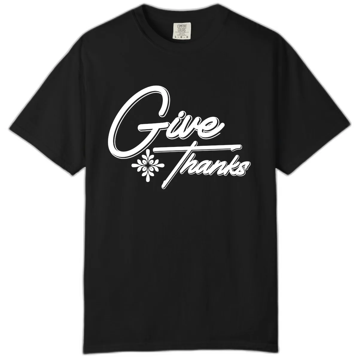 Give Thanks Script Design Comfort Color in Black