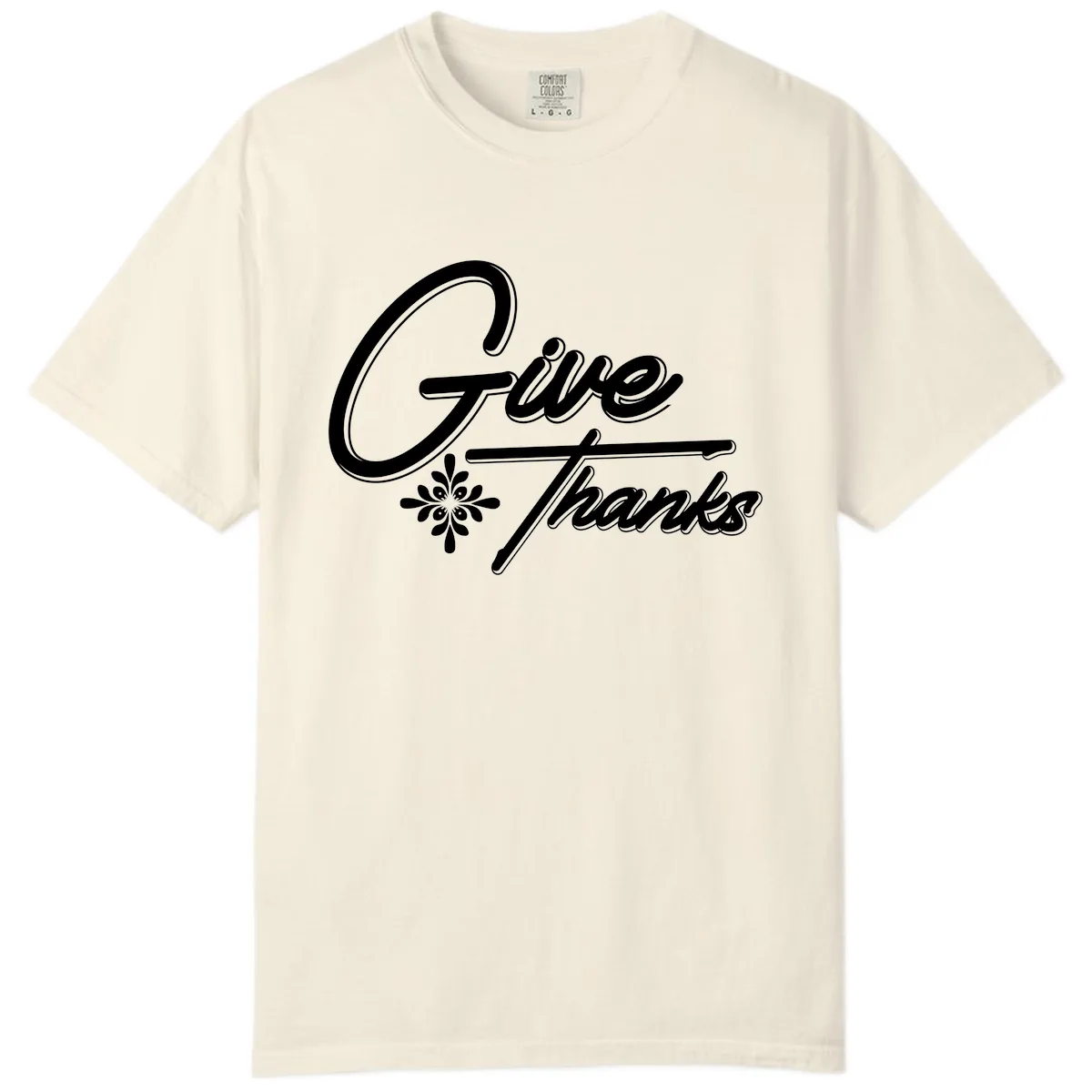 Give Thanks Script Design Comfort Color in Ivory
