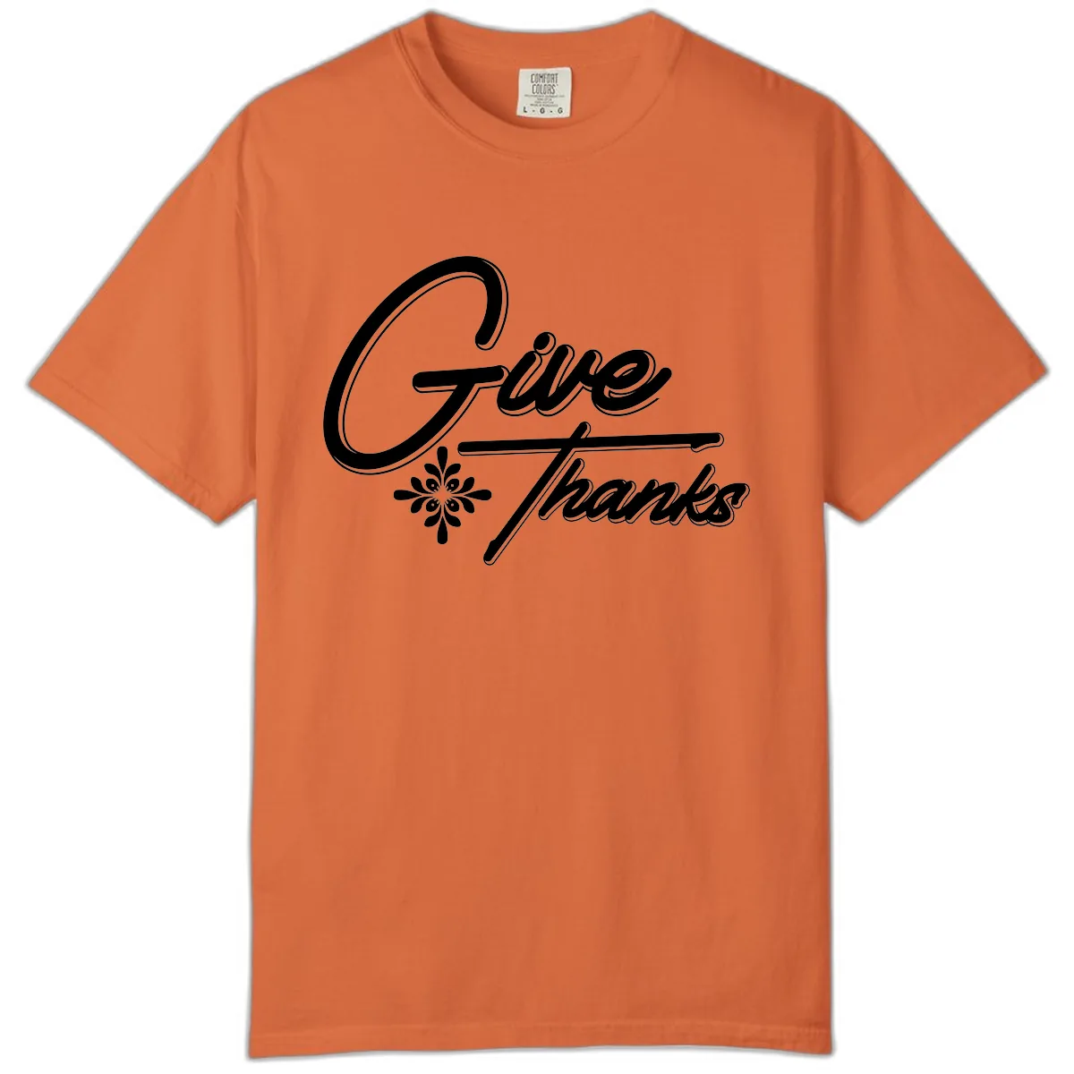 Give Thanks Script Design Comfort Color in Burnt Orange