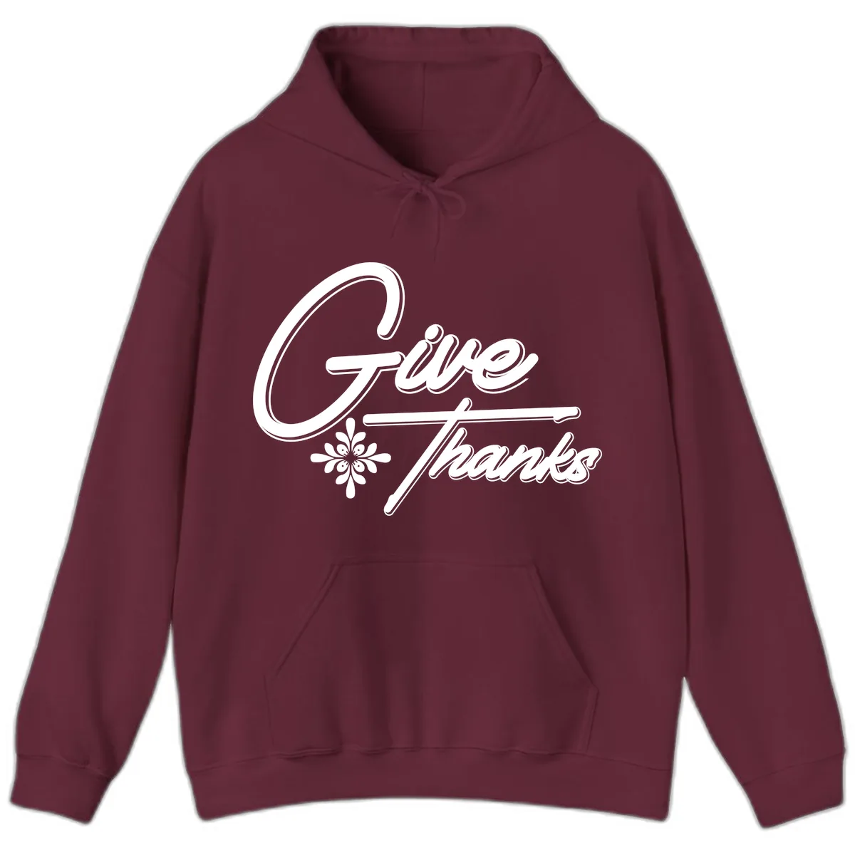 Give Thanks Script Design Hoodie in Maroon