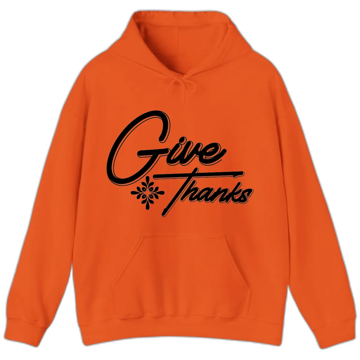 Give Thanks Script Design Hoodie in Orange