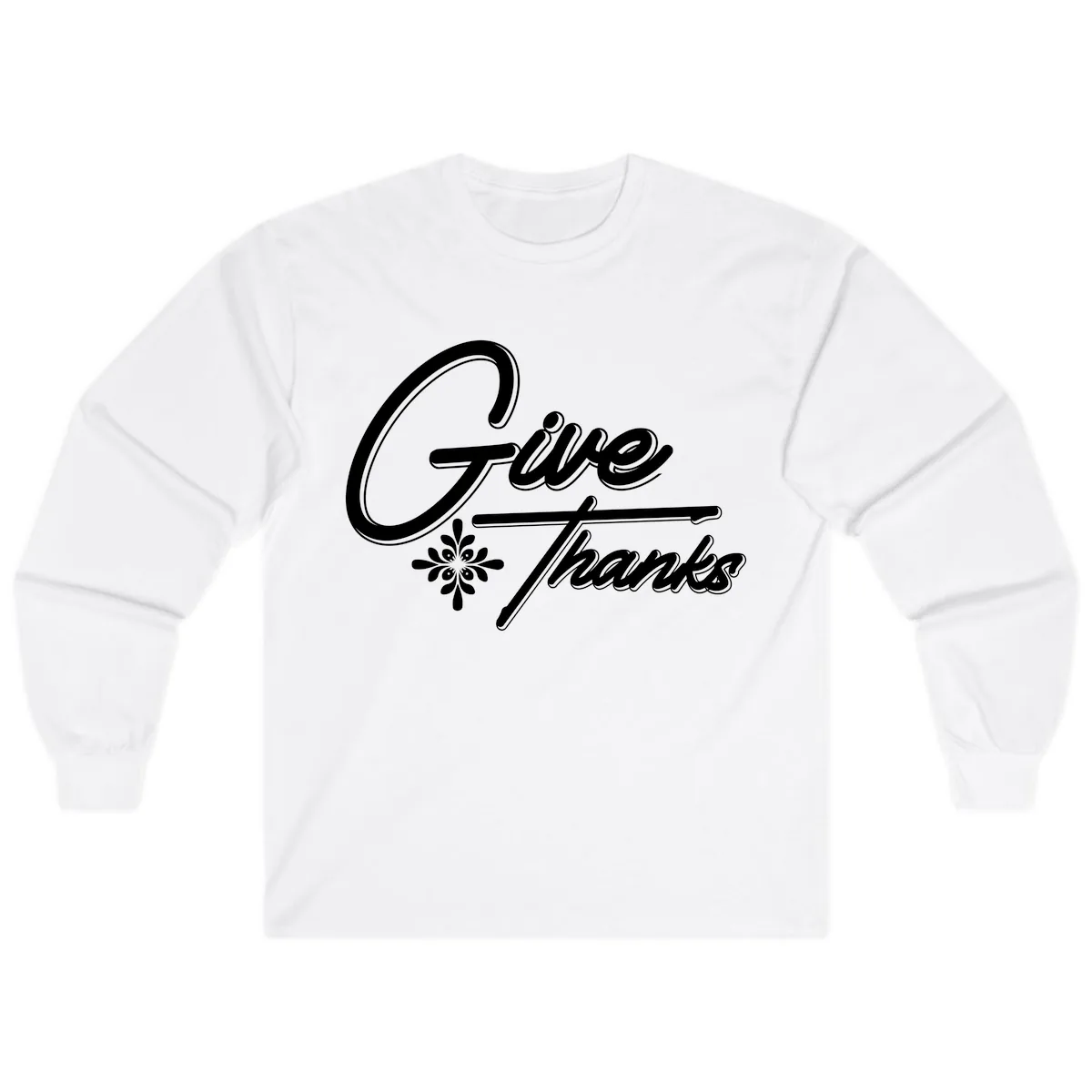 Give Thanks Script Design Long Sleeve in White