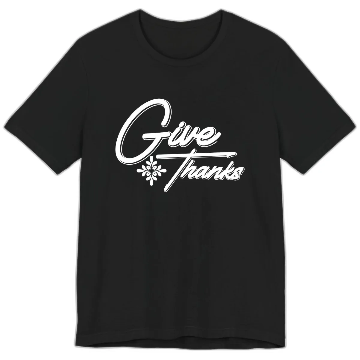 Give Thanks Script Design Premium T-Shirt in Black