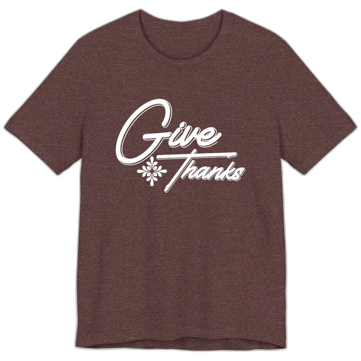 Give Thanks Script Design Premium T-Shirt in Heather Maroon