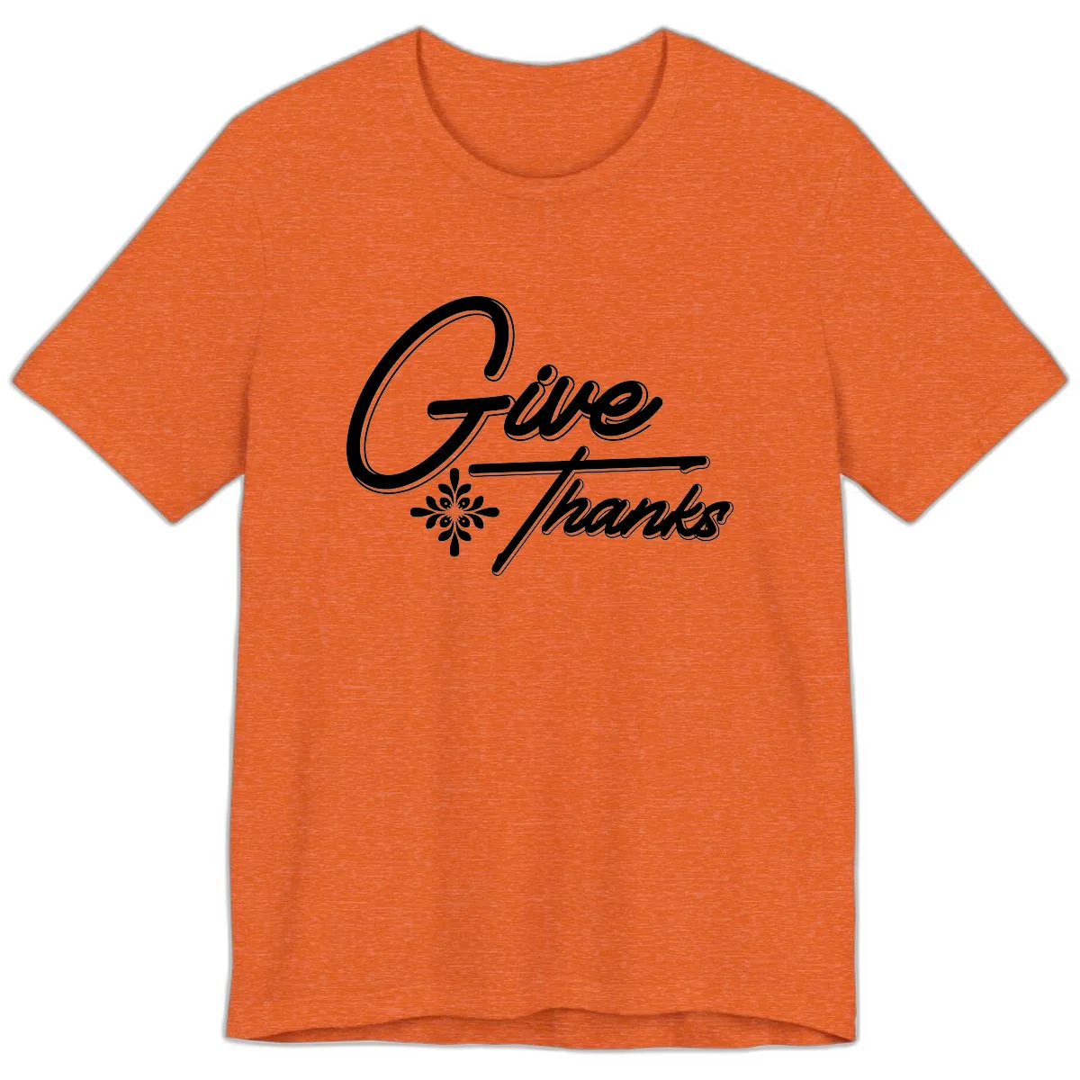 Give Thanks Script Design Premium T-Shirt in Heather Orange