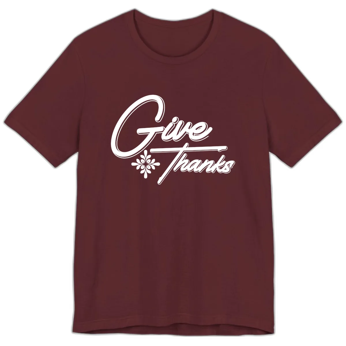Give Thanks Script Design Premium T-Shirt in Maroon