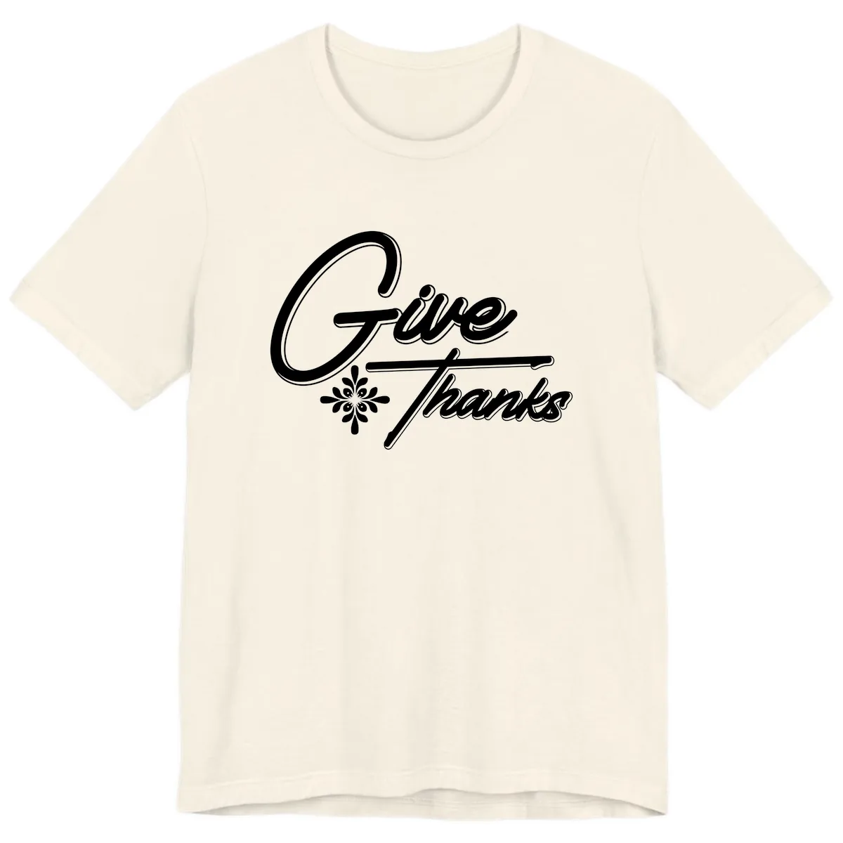 Give Thanks Script Design Premium T-Shirt in Natural