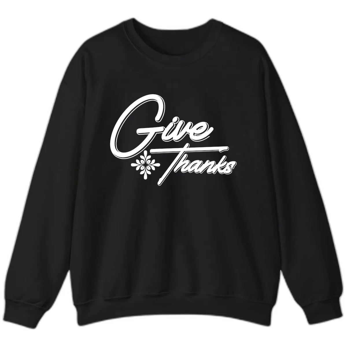 Give Thanks Script Design Sweatshirt in Black
