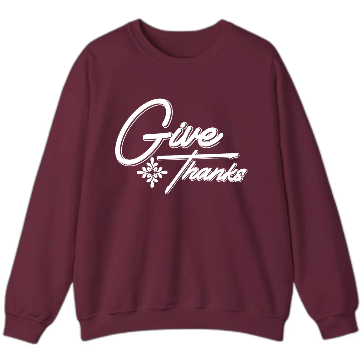Give Thanks Script Design Sweatshirt in Maroon