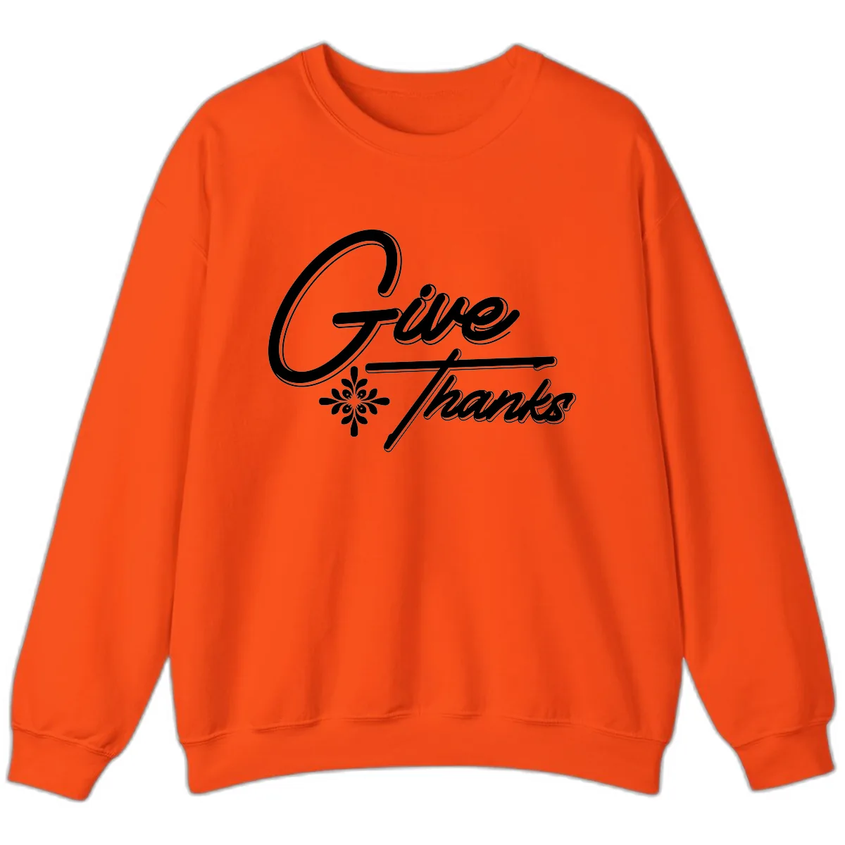Give Thanks Script Design Sweatshirt in Orange