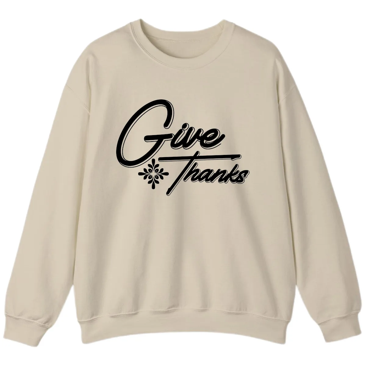 Give Thanks Script Design Sweatshirt in Sand