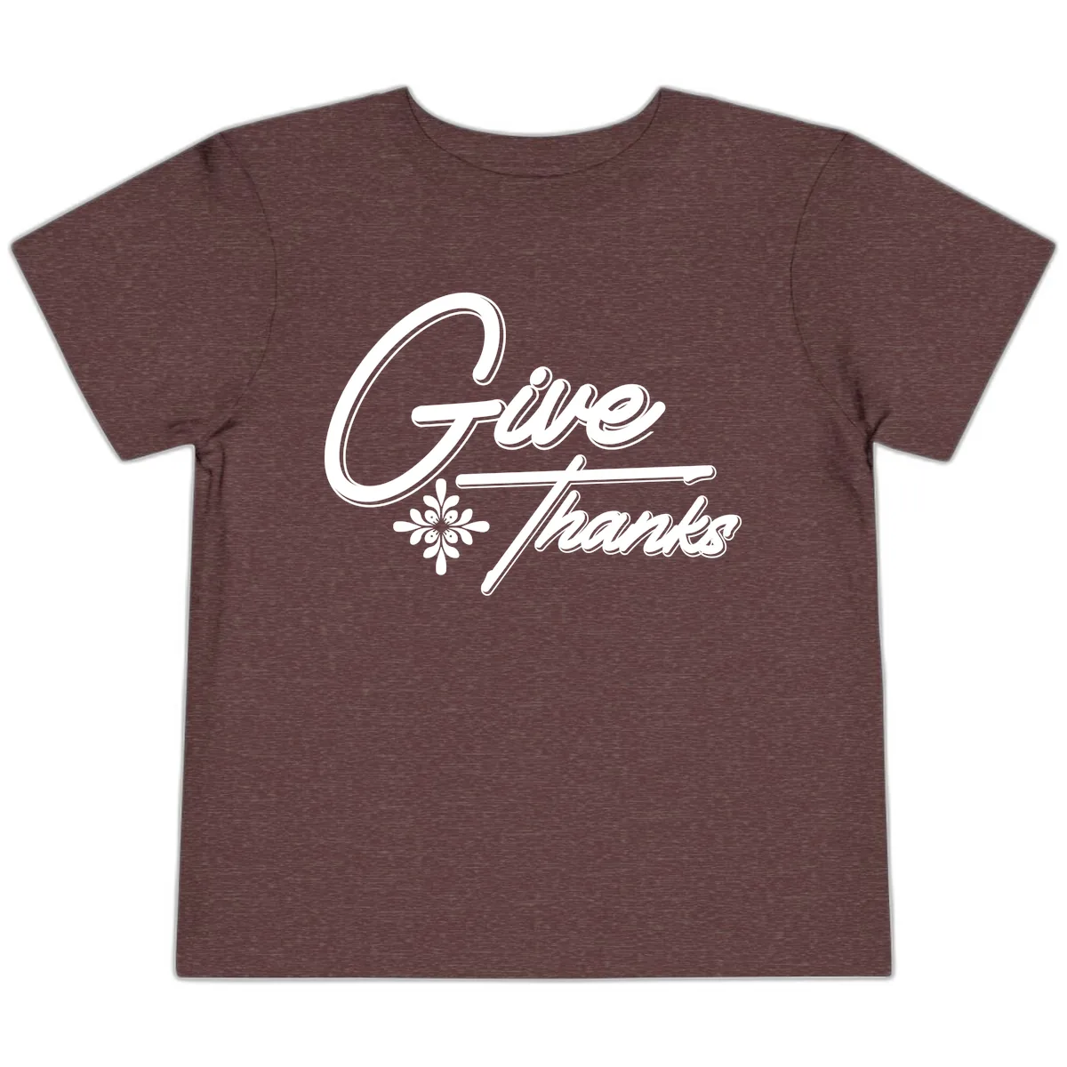 Give Thanks Script Design Toddler T-Shirt in Heather Maroon
