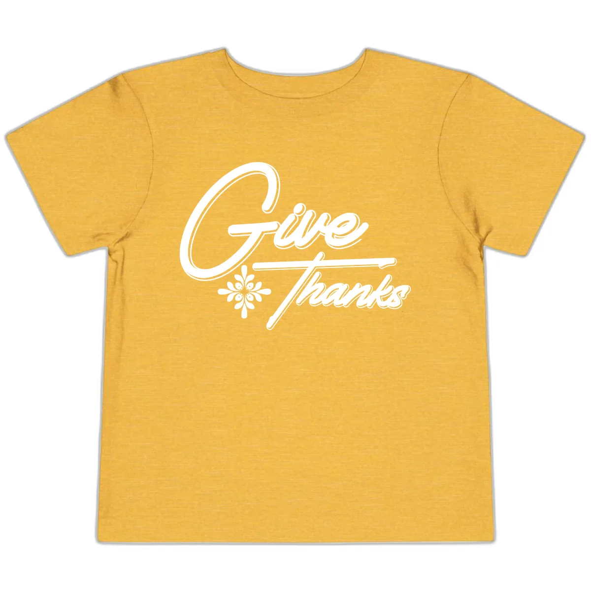 Give Thanks Script Design Toddler T-Shirt in Heather Yellow Gold