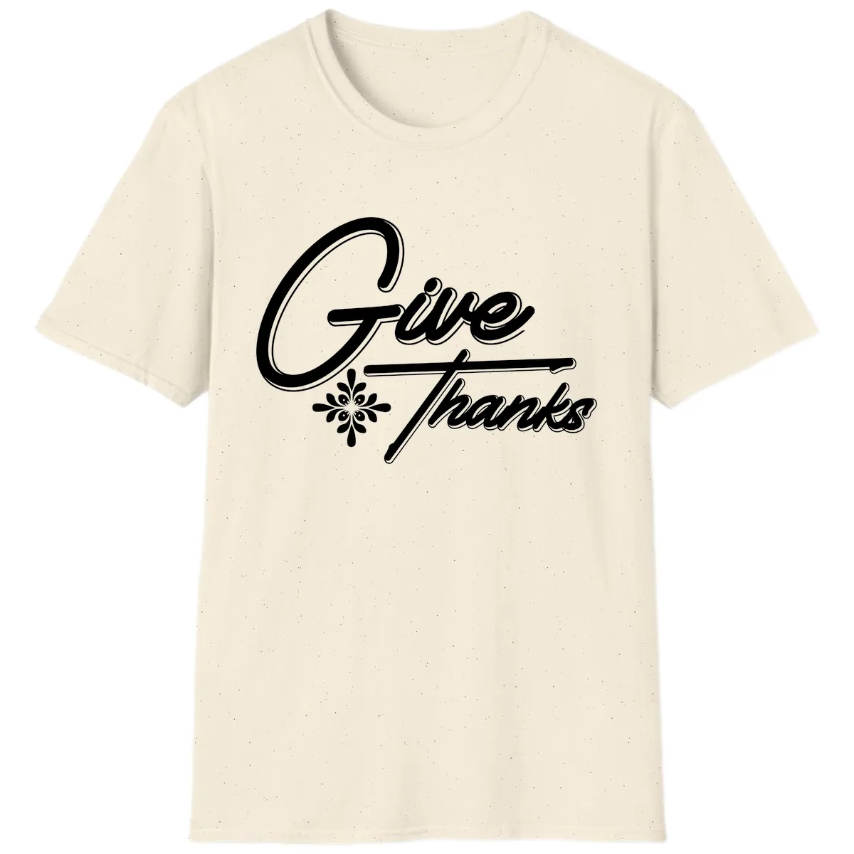 Give Thanks Script Design T-Shirt in Natural