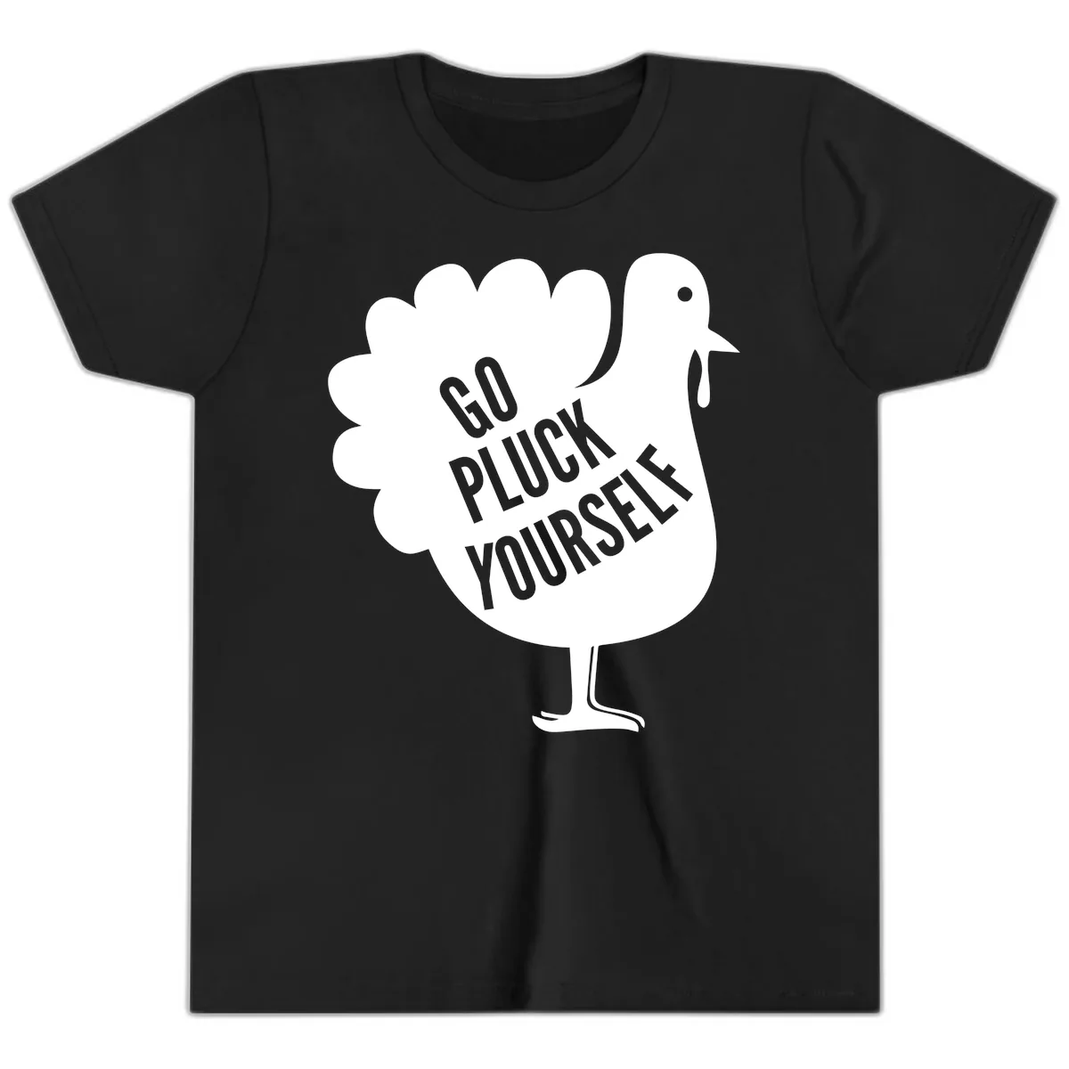 Go Pluck Yourself Turkey Design Youth T-Shirt in Black