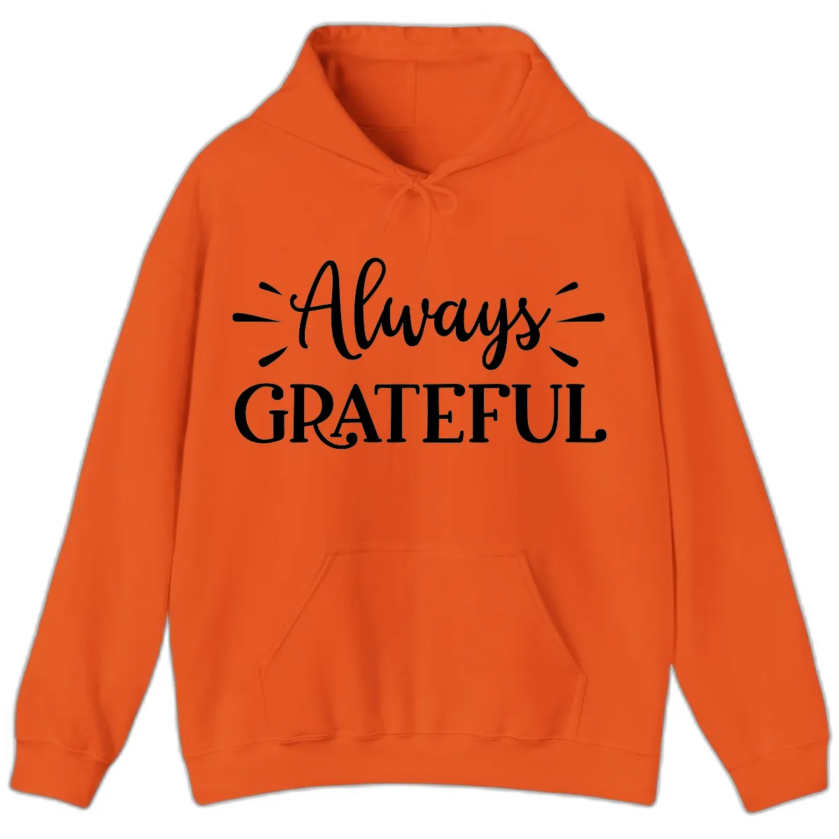 Always Grateful Script Text Design Hoodie in Orange