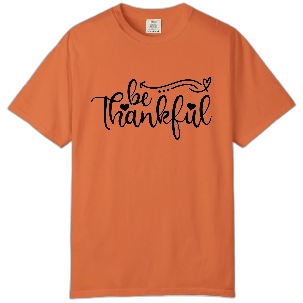 Be Thankful Script Design Comfort Color in Burnt Orange