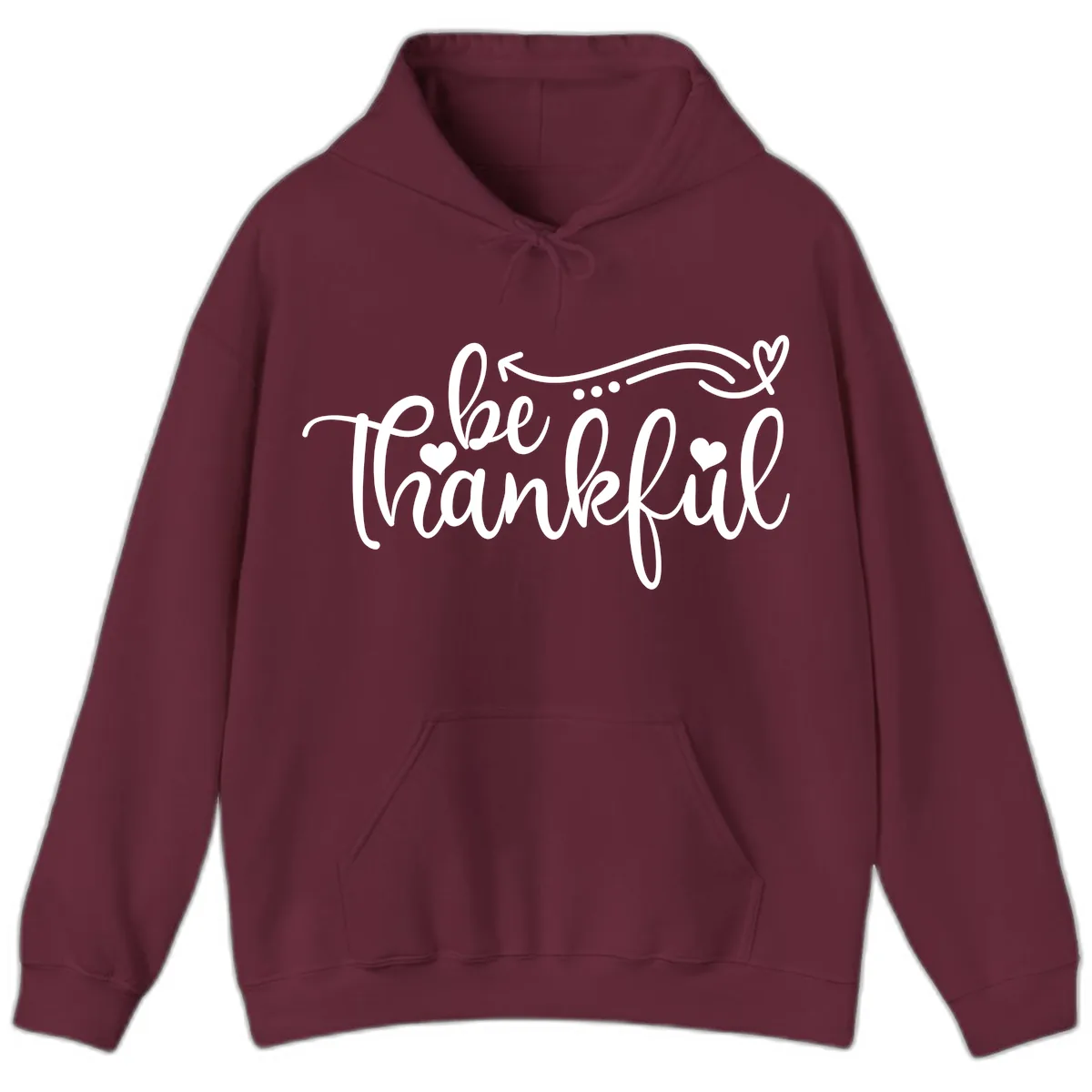 Be Thankful Script Design Hoodie in Maroon