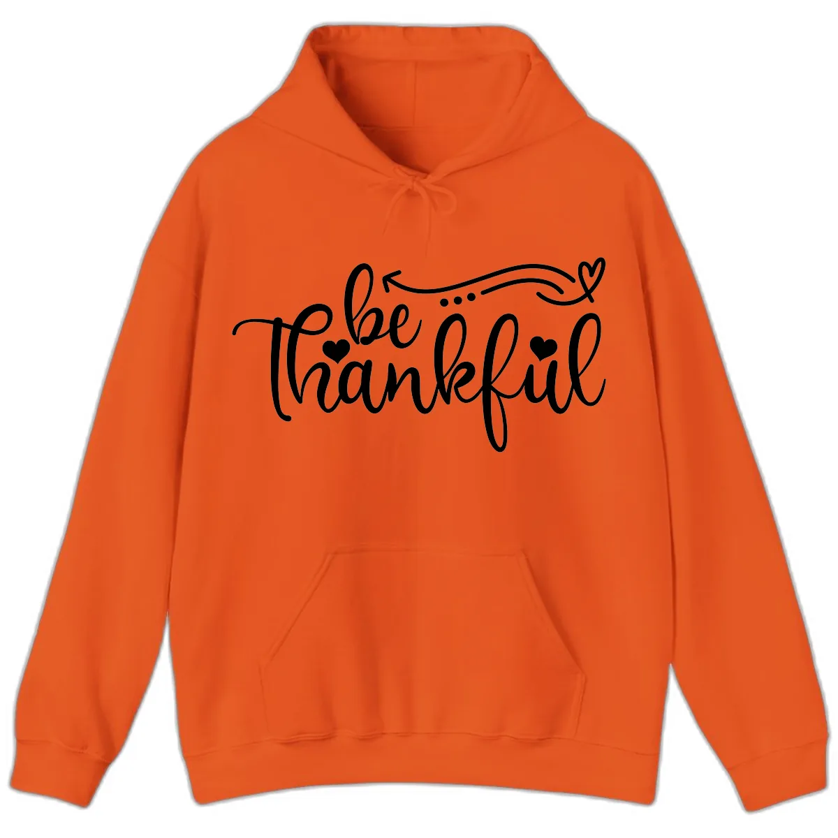 Be Thankful Script Design Hoodie in Orange