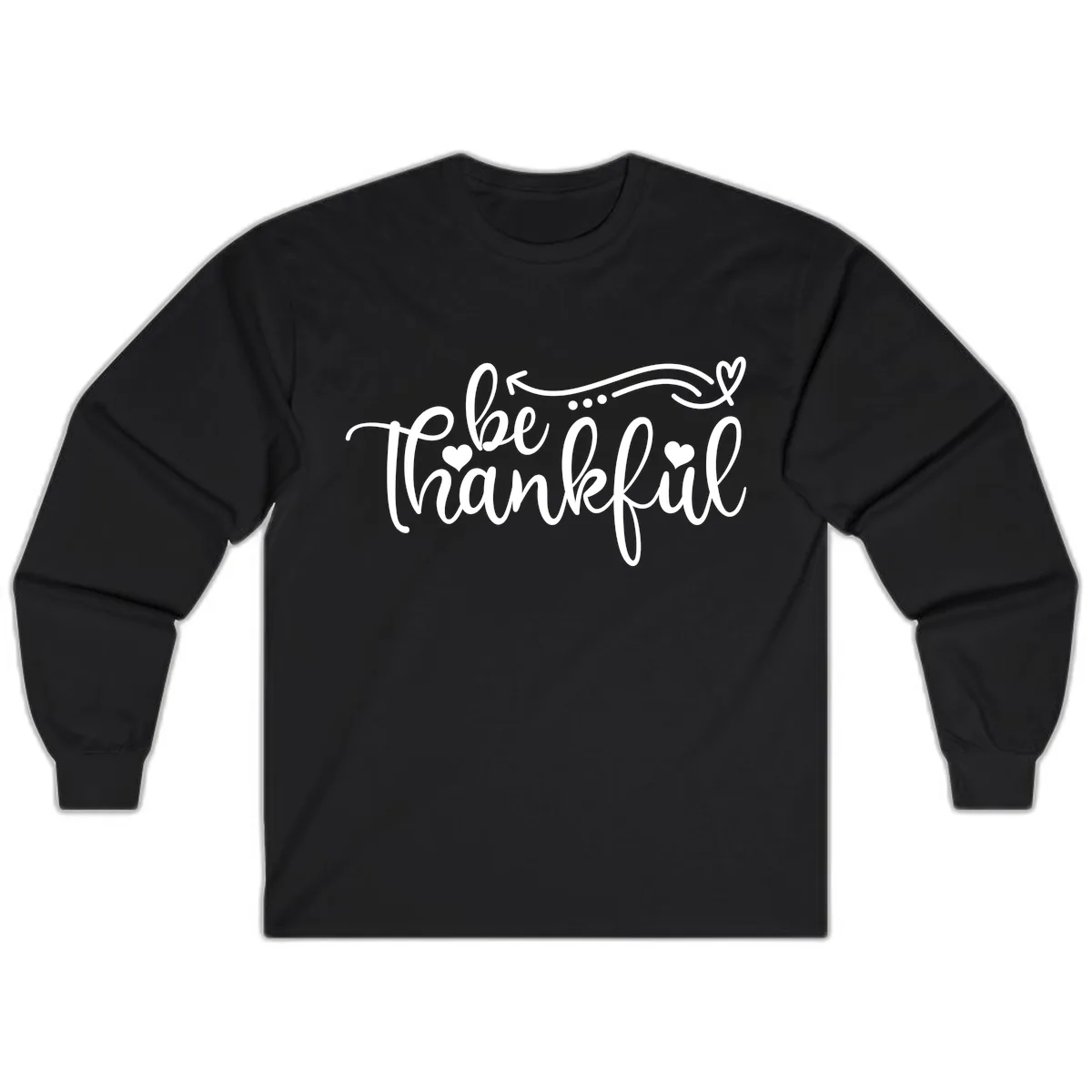Be Thankful Script Design Long Sleeve in Black