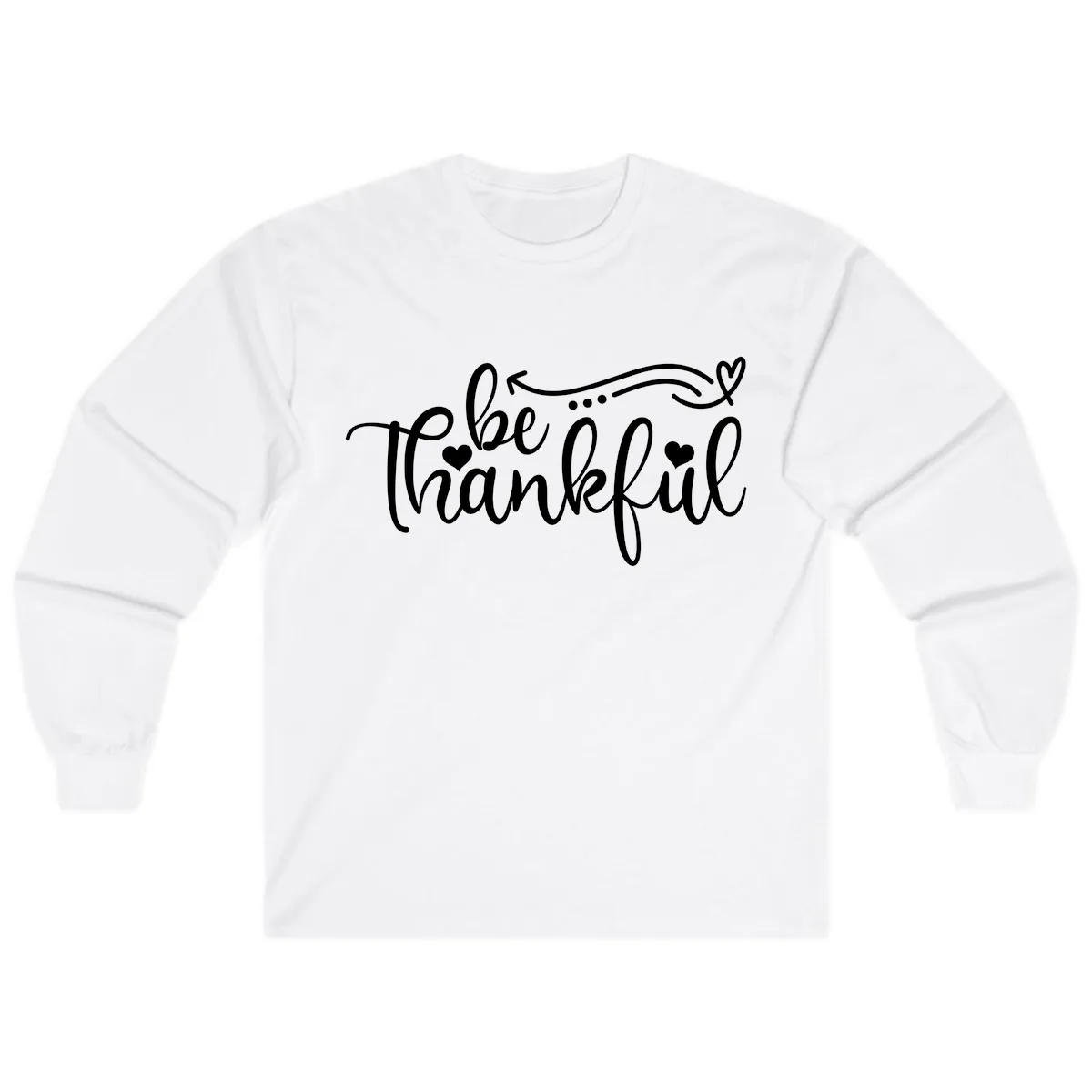 Be Thankful Script Design Long Sleeve in White