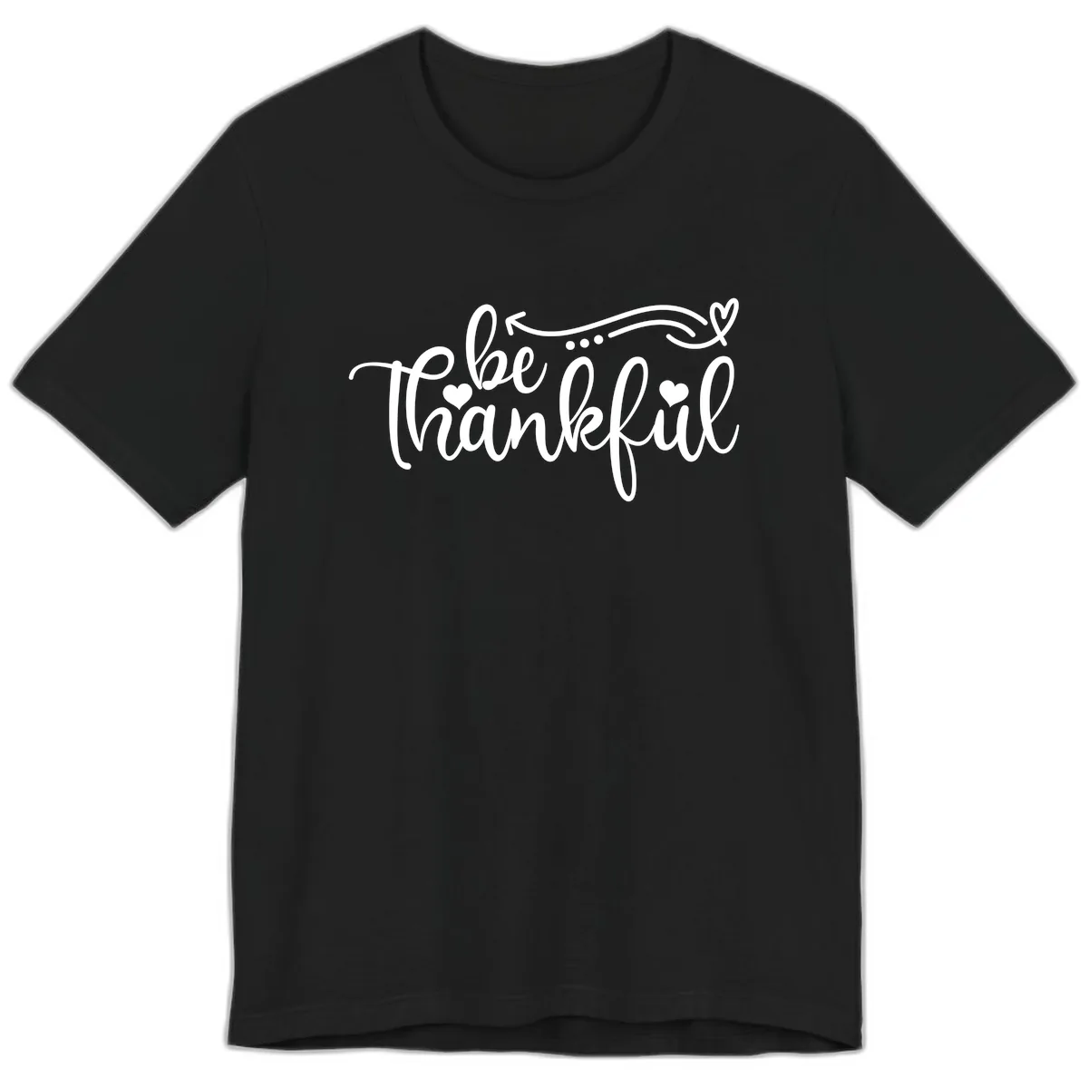 Be Thankful Script Design Premium T-Shirt in Black
