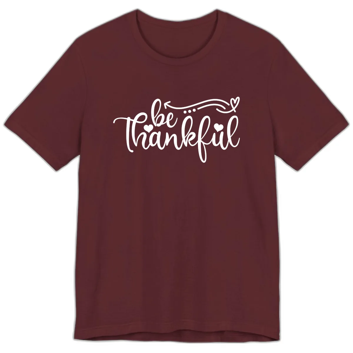 Be Thankful Script Design Premium T-Shirt in Maroon