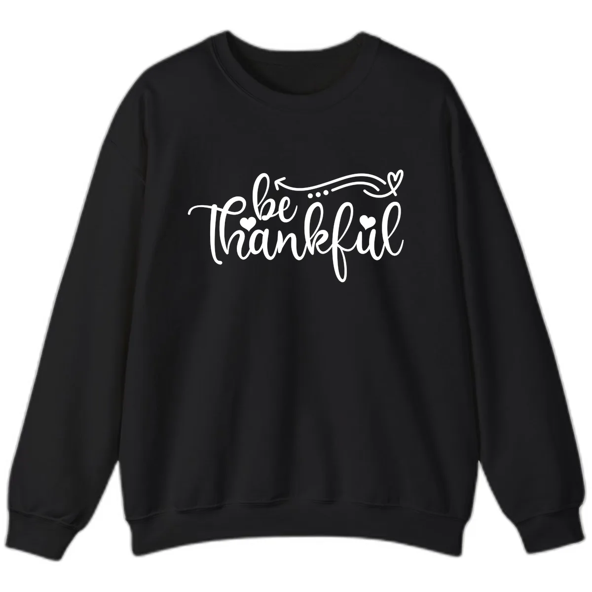 Be Thankful Script Design Sweatshirt in Black