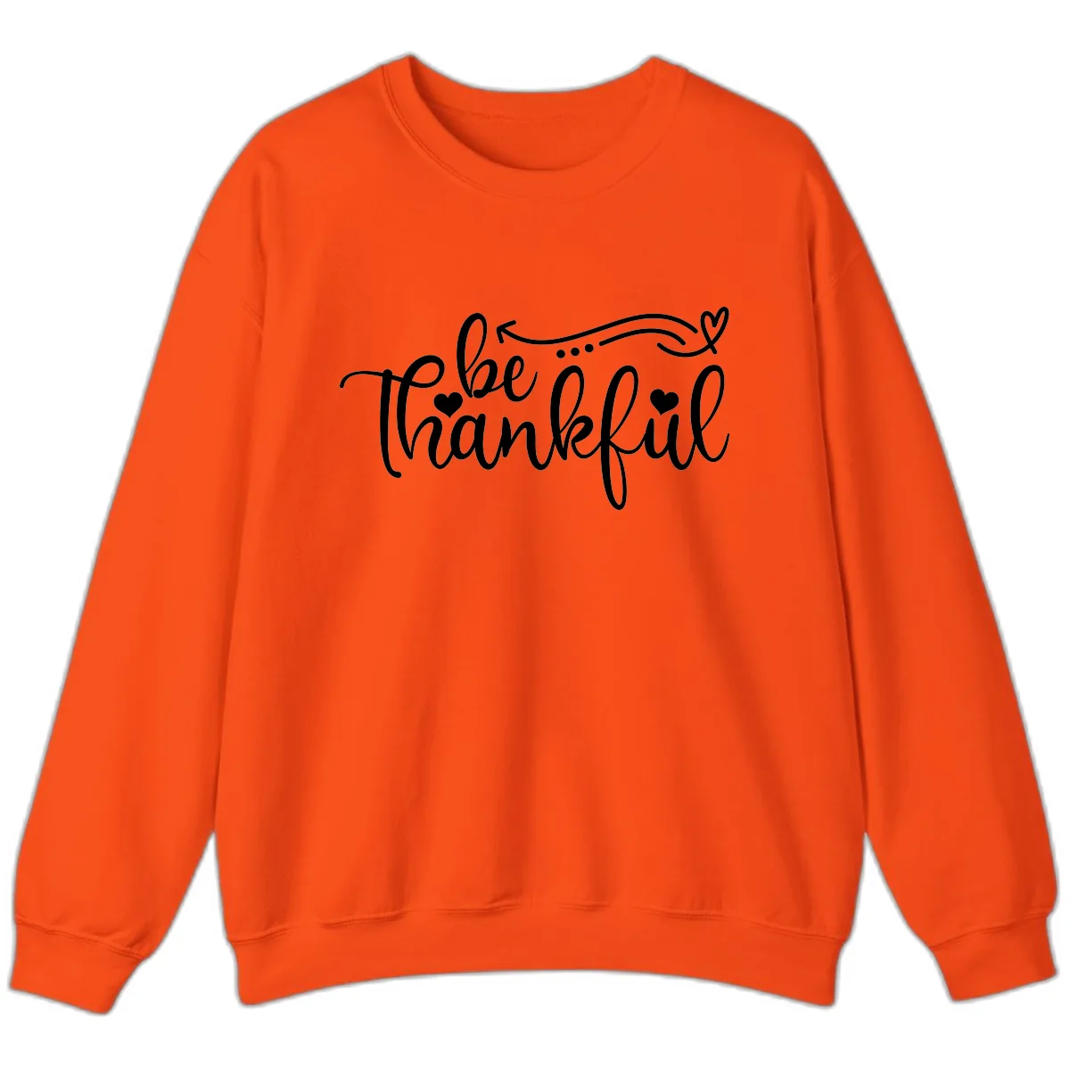 Be Thankful Script Design Sweatshirt in Orange