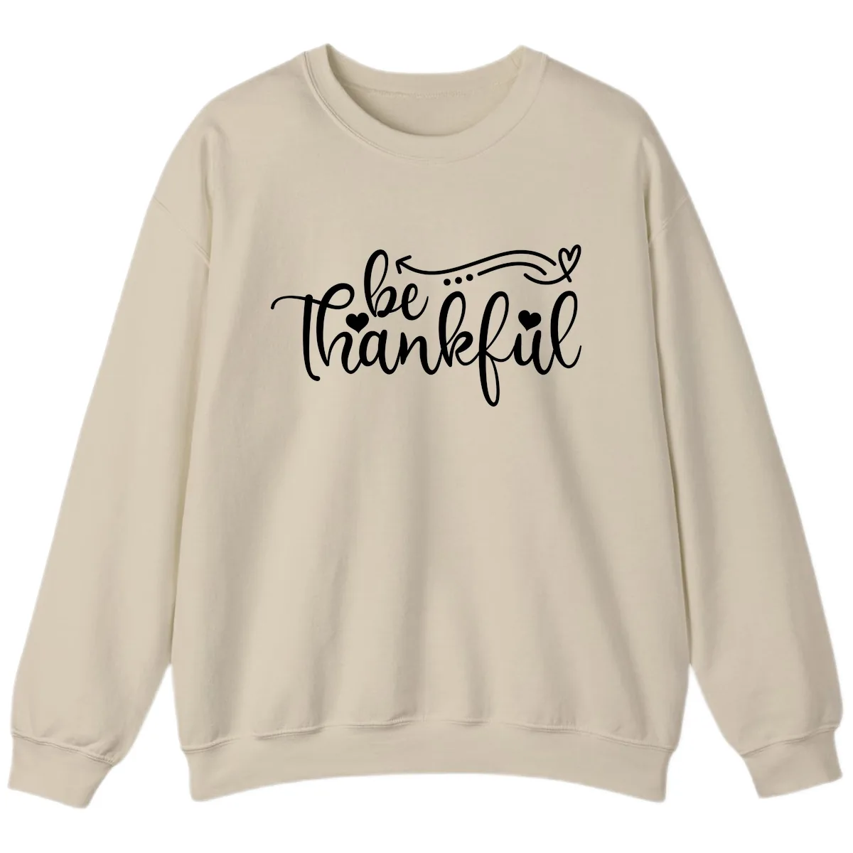 Be Thankful Script Design Sweatshirt in Sand
