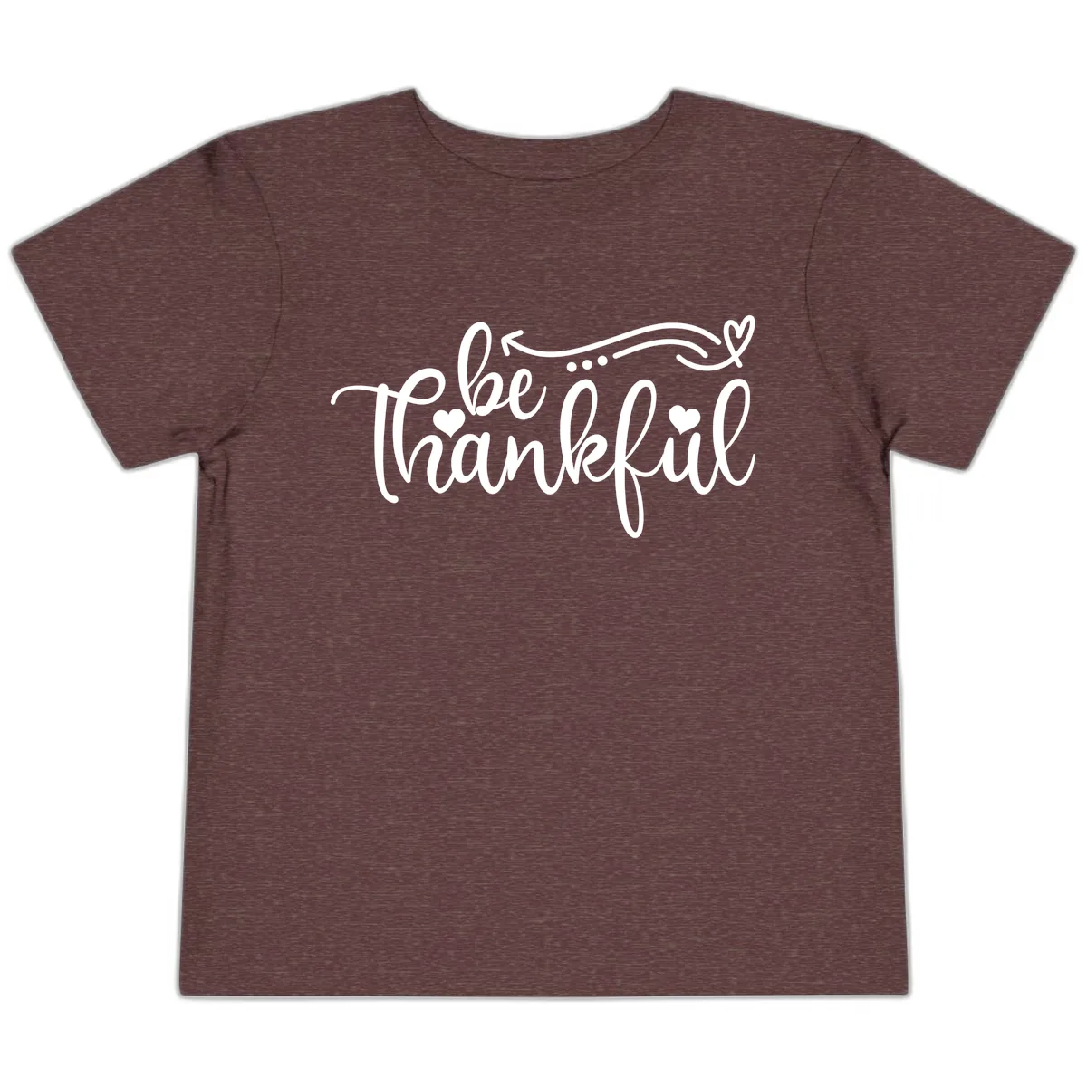Be Thankful Script Design Toddler T-Shirt in Heather Maroon