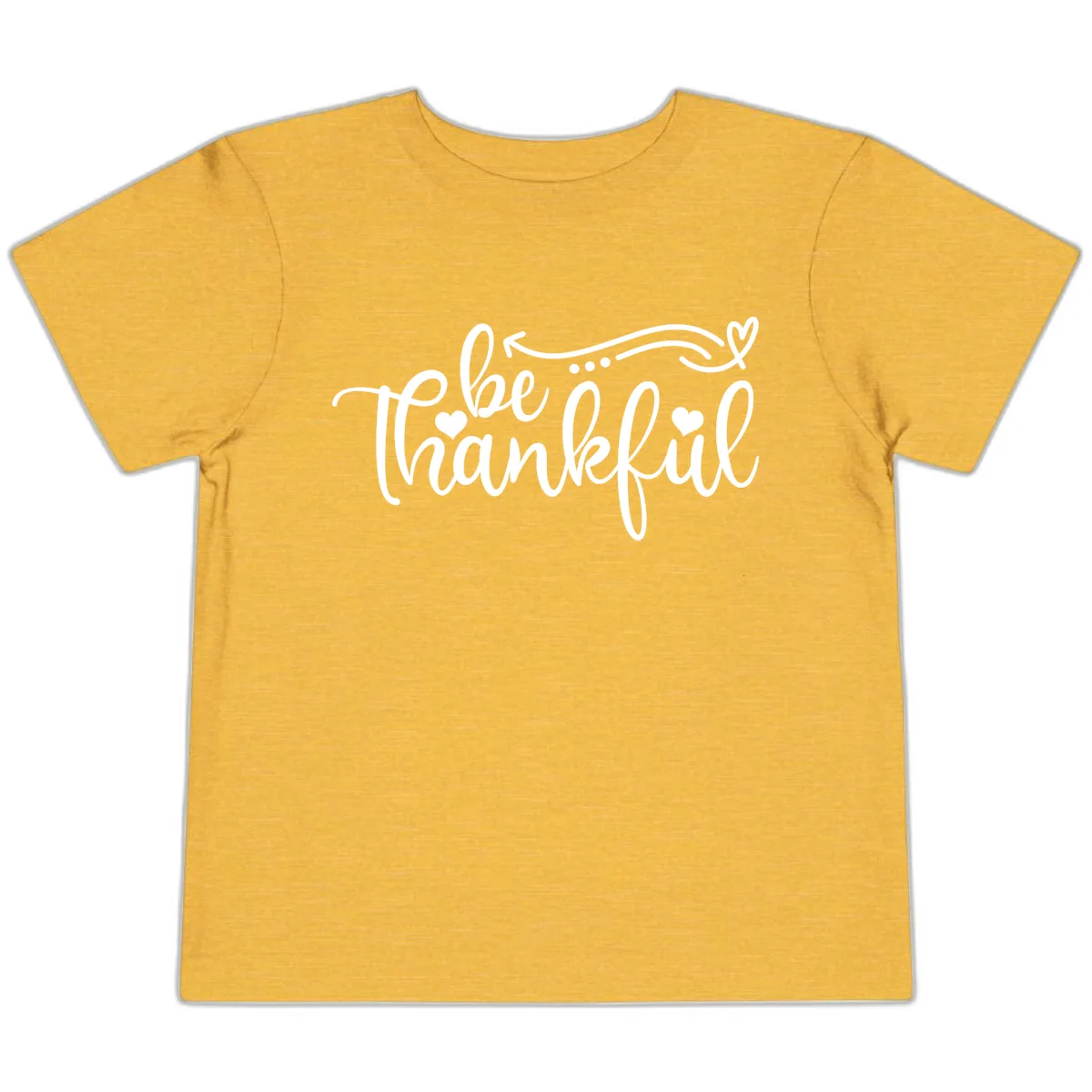 Be Thankful Script Design Toddler T-Shirt in Heather Yellow Gold