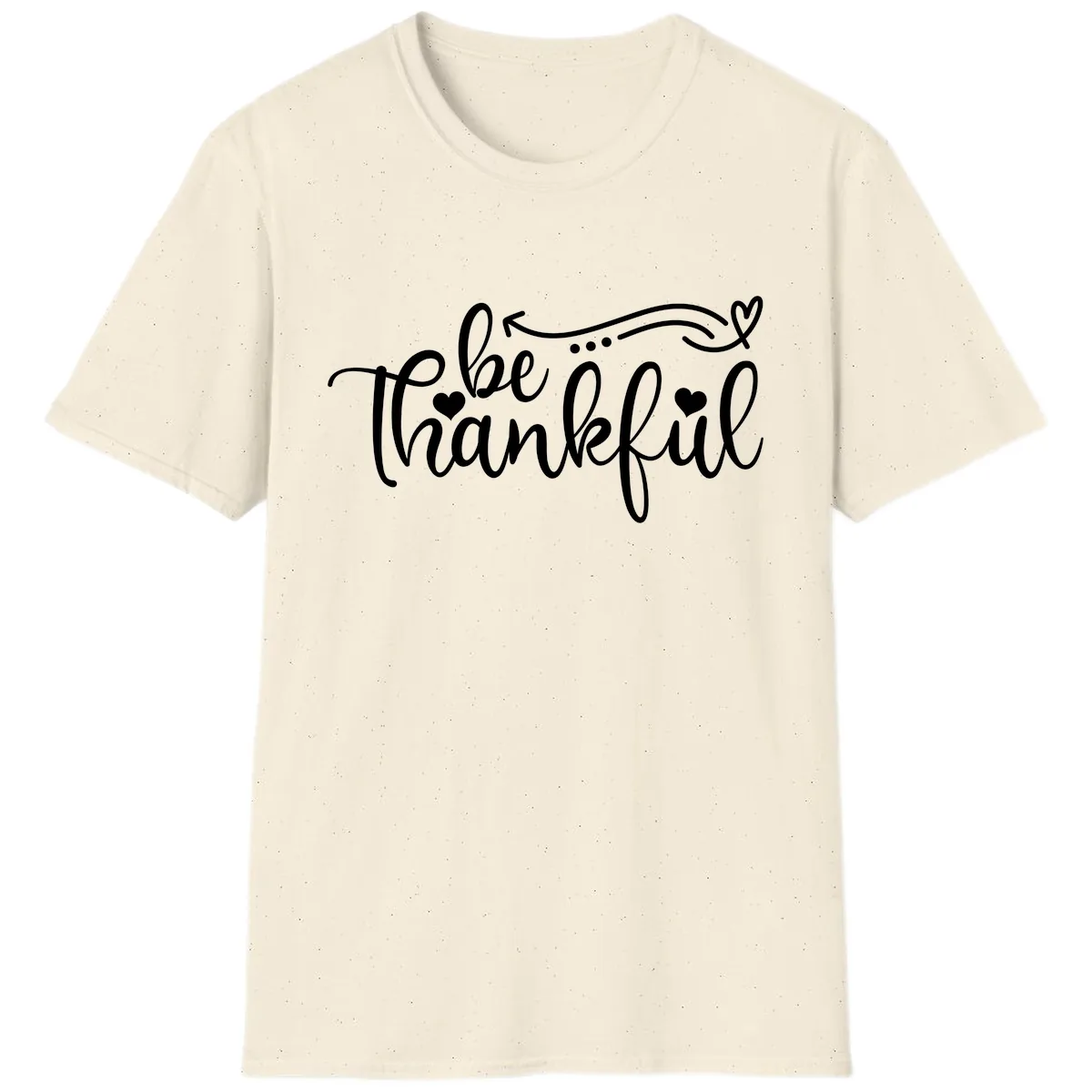 Be Thankful Script Design T-Shirt in Natural